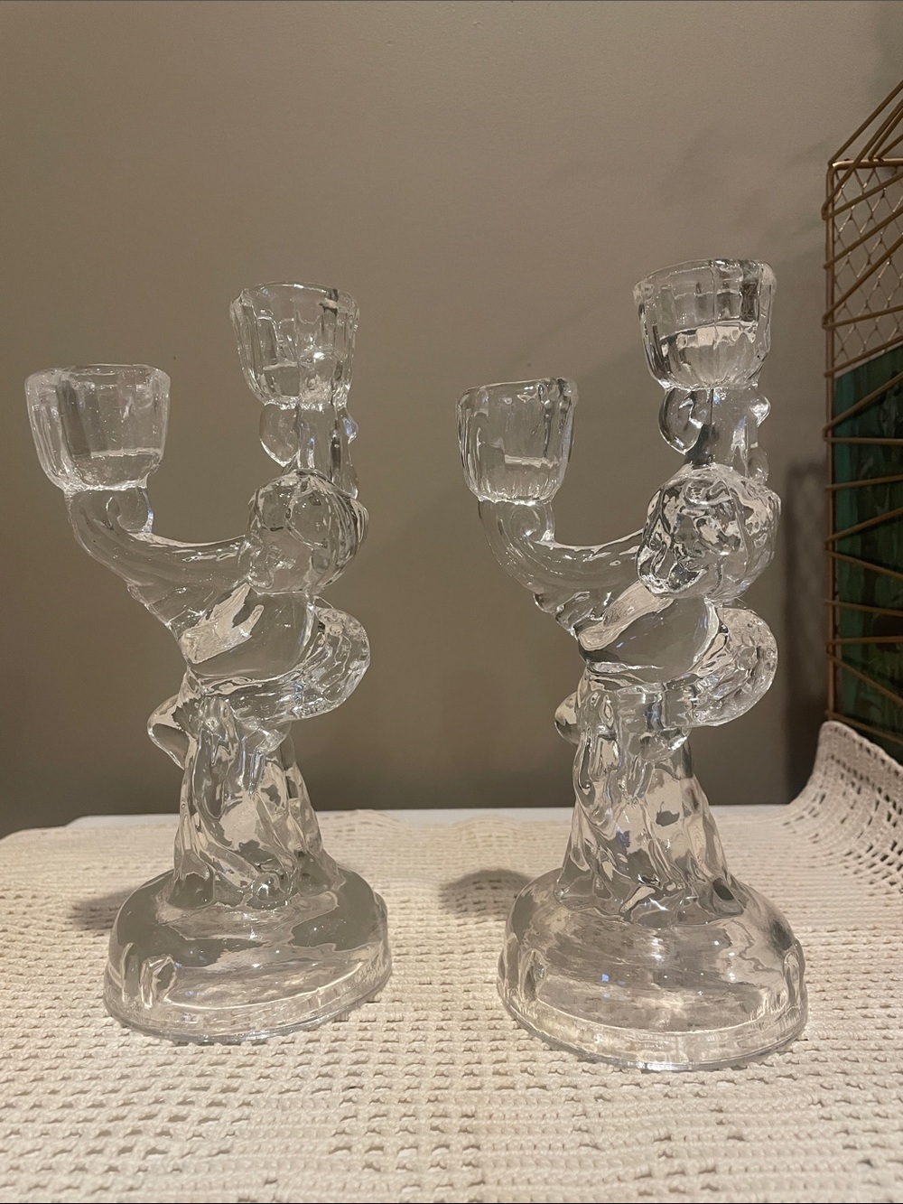 Elegant Glass Candle Holders Angel candelabras